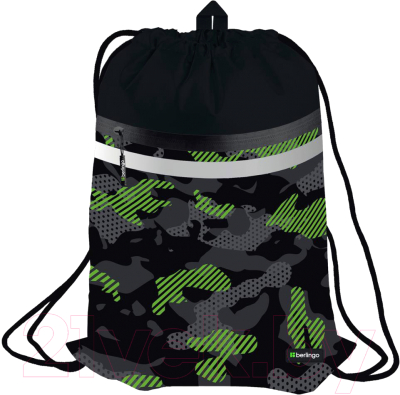 Мешок для обуви Berlingo Black And Green / SB-EXPL-1013 - фото