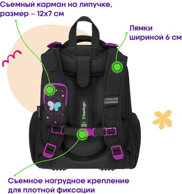 Школьный рюкзак Berlingo Expert. Shining Butterfly / RU-EX-1001