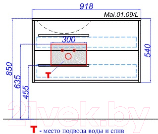 Тумба под умывальник Aqwella Майами / Mai.01.09/L