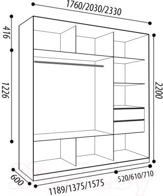 Шкаф-купе Евва 233 VS.01 / АЭП ШК.3 01