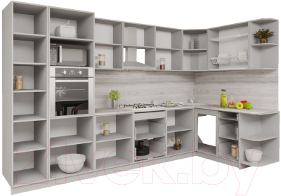 Кухонный гарнитур Интерлиния Мила Gloss 1.68x3.4 правая