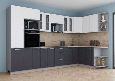 Кухонный гарнитур Интерлиния Мила Gloss 1.68x3.4 правая