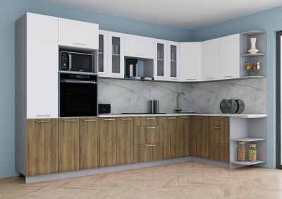 Кухонный гарнитур Интерлиния Мила Gloss 1.68x3.4 правая