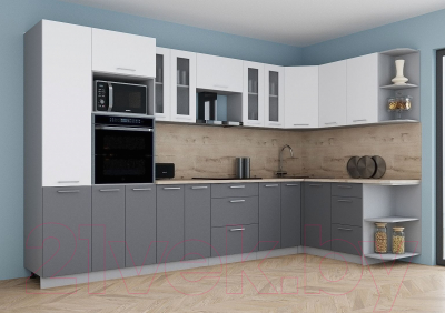 Кухонный гарнитур Интерлиния Мила Gloss 1.68x3.4 правая