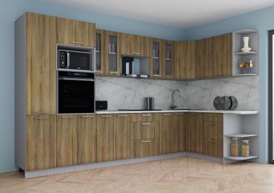 Кухонный гарнитур Интерлиния Мила Gloss 1.68x3.4 правая