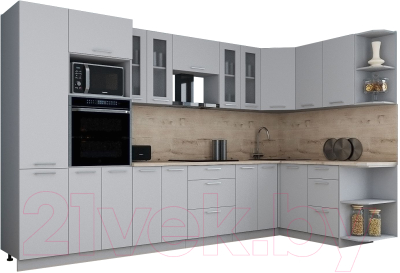 Кухонный гарнитур Интерлиния Мила Gloss 1.68x3.4 правая - фото