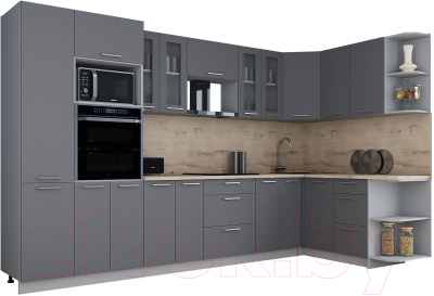 Кухонный гарнитур Интерлиния Мила Gloss 1.68x3.4 правая - фото