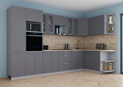 Кухонный гарнитур Интерлиния Мила Gloss 1.68x3.4 правая