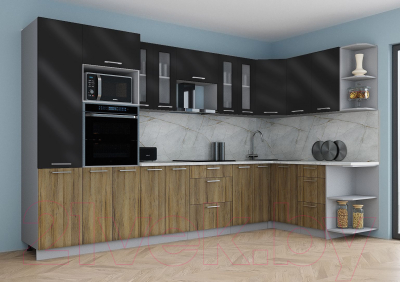 Кухонный гарнитур Интерлиния Мила Gloss 1.68x3.4 правая