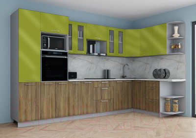 Кухонный гарнитур Интерлиния Мила Gloss 1.68x3.4 правая