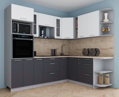 Кухонный гарнитур Интерлиния Мила Gloss 1.88x2.4 правая