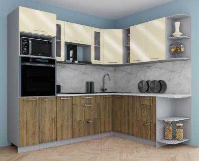 Кухонный гарнитур Интерлиния Мила Gloss 1.88x2.4 правая