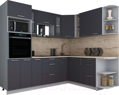 Кухонный гарнитур Интерлиния Мила Gloss 1.88x2.4 правая - фото