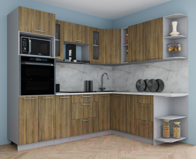 Кухонный гарнитур Интерлиния Мила Gloss 1.88x2.4 правая