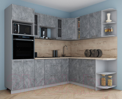 Кухонный гарнитур Интерлиния Мила Gloss 1.88x2.4 правая