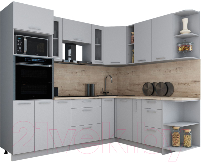 Кухонный гарнитур Интерлиния Мила Gloss 1.88x2.4 правая - фото