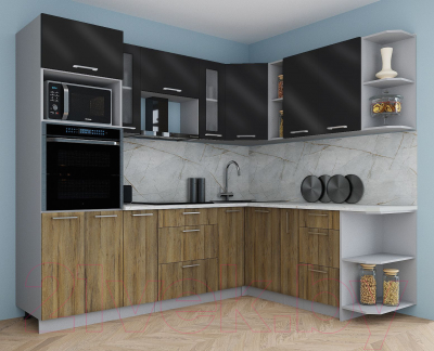 Кухонный гарнитур Интерлиния Мила Gloss 1.88x2.4 правая