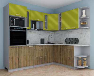 Кухонный гарнитур Интерлиния Мила Gloss 1.88x2.4 правая