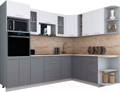 Кухонный гарнитур Интерлиния Мила Gloss 1.88x2.6 правая - фото