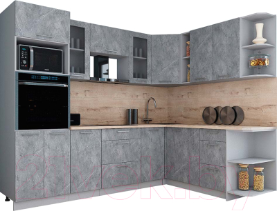 Кухонный гарнитур Интерлиния Мила Gloss 1.88x2.6 правая - фото