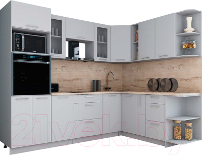 Кухонный гарнитур Интерлиния Мила Gloss 1.88x2.6 правая - фото