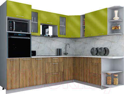 Кухонный гарнитур Интерлиния Мила Gloss 1.88x2.6 правая - фото