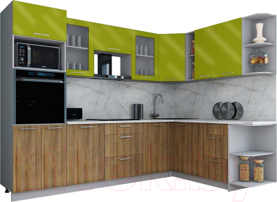 Кухонный гарнитур Интерлиния Мила Gloss 1.88x2.8 правая - фото