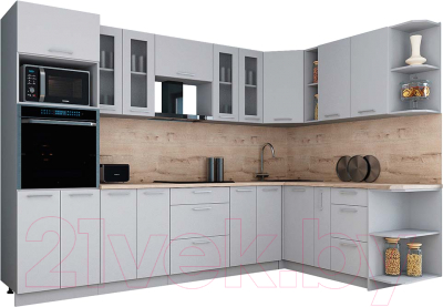 Кухонный гарнитур Интерлиния Мила Gloss 1.88x3.0 правая - фото