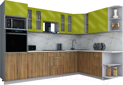 Кухонный гарнитур Интерлиния Мила Gloss 1.88x3.0 правая - фото