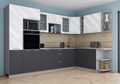 Кухонный гарнитур Интерлиния Мила Gloss 1.88x3.2 правая