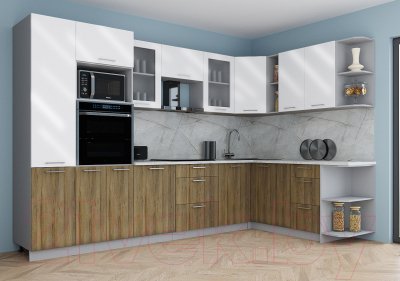 Кухонный гарнитур Интерлиния Мила Gloss 1.88x3.2 правая