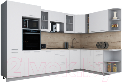 Кухонный гарнитур Интерлиния Мила Gloss 1.88x3.2 правая - фото