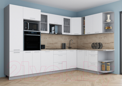 Кухонный гарнитур Интерлиния Мила Gloss 1.88x3.2 правая