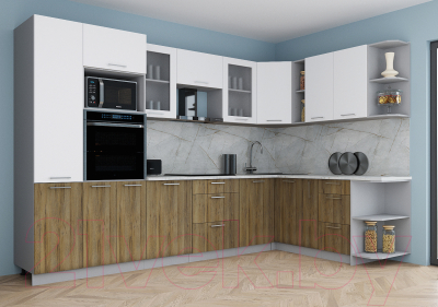 Кухонный гарнитур Интерлиния Мила Gloss 1.88x3.2 правая