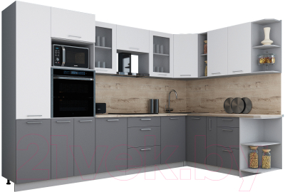 Кухонный гарнитур Интерлиния Мила Gloss 1.88x3.2 правая - фото