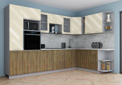 Кухонный гарнитур Интерлиния Мила Gloss 1.88x3.2 правая