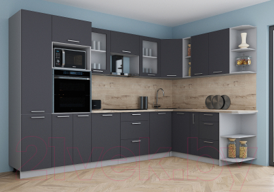 Кухонный гарнитур Интерлиния Мила Gloss 1.88x3.2 правая