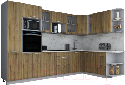 Кухонный гарнитур Интерлиния Мила Gloss 1.88x3.2 правая - фото