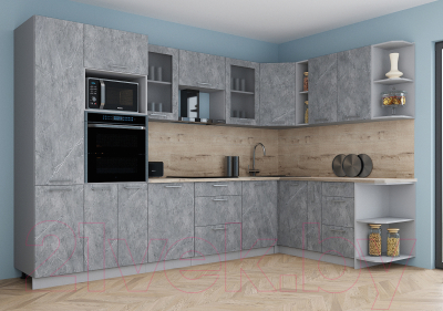 Кухонный гарнитур Интерлиния Мила Gloss 1.88x3.2 правая