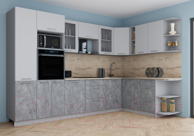 Кухонный гарнитур Интерлиния Мила Gloss 1.88x3.2 правая