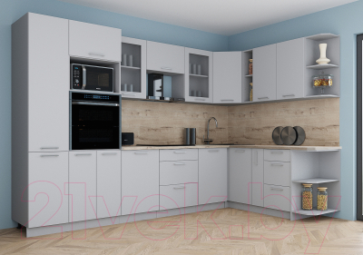 Кухонный гарнитур Интерлиния Мила Gloss 1.88x3.2 правая