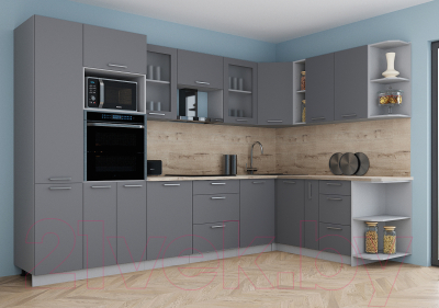 Кухонный гарнитур Интерлиния Мила Gloss 1.88x3.2 правая