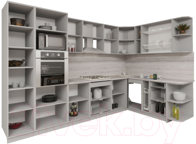 Кухонный гарнитур Интерлиния Мила Gloss 1.88x3.2 правая