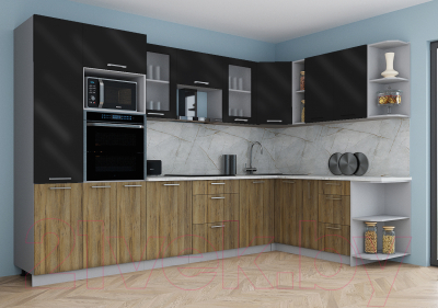 Кухонный гарнитур Интерлиния Мила Gloss 1.88x3.2 правая