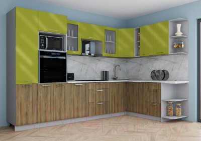 Кухонный гарнитур Интерлиния Мила Gloss 1.88x3.2 правая