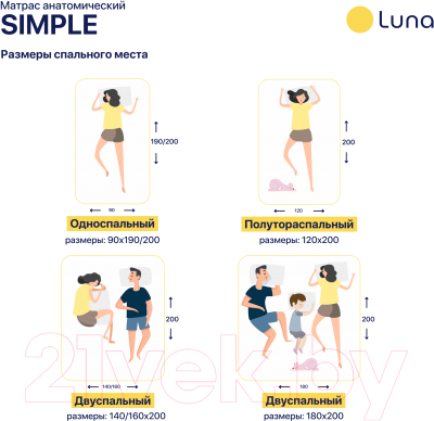 Матрас Luna Simple 90x190