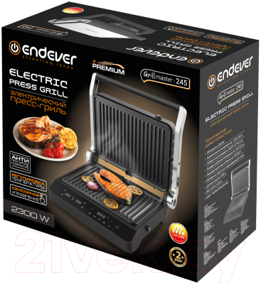 Электрогриль Endever Grillmaster 245 (серебристый/черный)