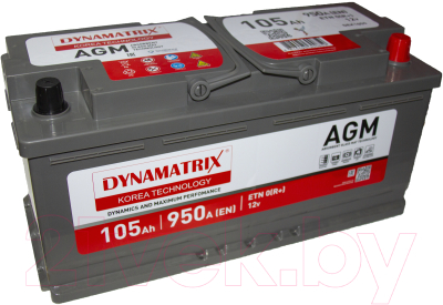 Автомобильный аккумулятор Dynamatrix AGM ETN 0 R+ DEK1050 - фото
