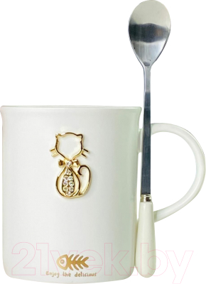 Кружка с ложкой Lenardi 106-302 - фото