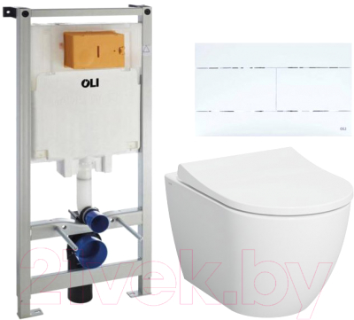 Унитаз подвесной с инсталляцией Oli 600151 + 659041 + 7510B003-0075 + 801-003-019 - фото